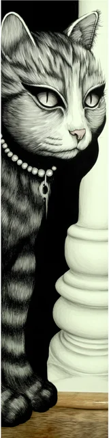 Cat bookmarks featuring a cat wearing a decorative necklace